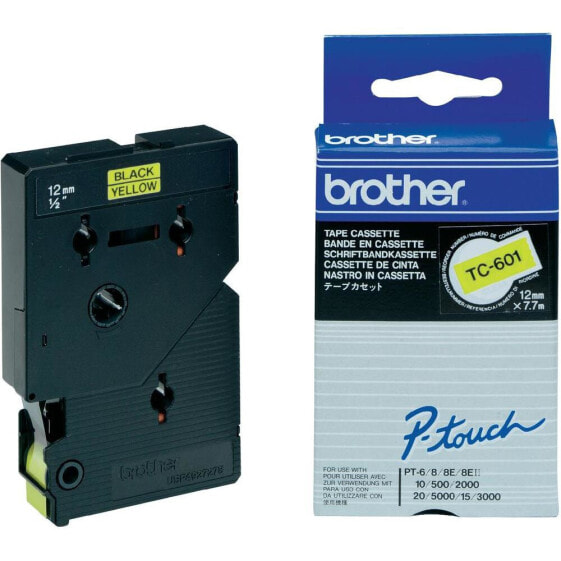 Brother Labelling Tape 12mm - Black on yellow - TC - Brother - P-touch PT2000 - PT3000 - PT500 - PT5000 - PT8E - 1.2 cm - 7.7 m