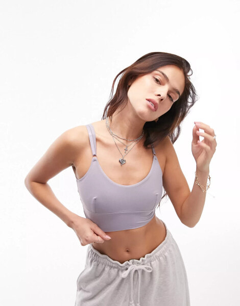 Topshop supersoft strap back crop bra in lilac