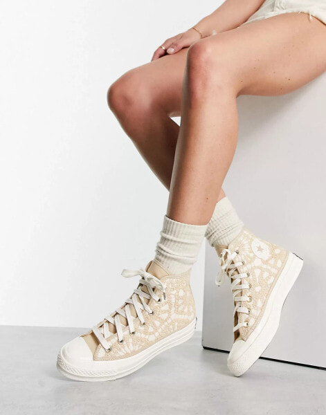 Converse Chuck 70 crochet Hi trainers in taupe