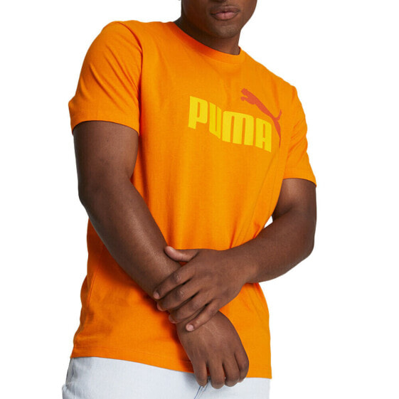 Puma Essential 2 Col Logo Crew Neck Short Sleeve T-Shirt Mens Orange Casual Tops