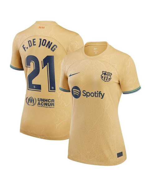 Women's Frenkie de Jong Yellow Barcelona 2022/23 Away Replica Player Jersey