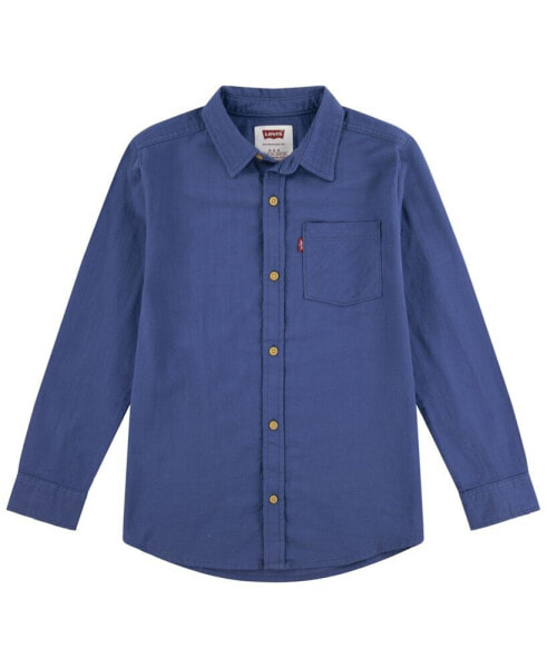 Big Boys Slub Long Sleeve Woven Shirt