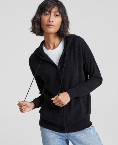 Women's 100% Cashmere Zip Hoodie, Created for Macy's