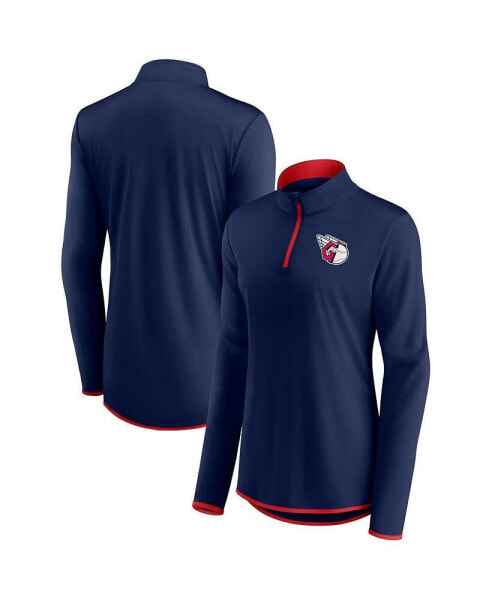 Women's Navy Cleveland Guardians Corner Quarter-Zip Top