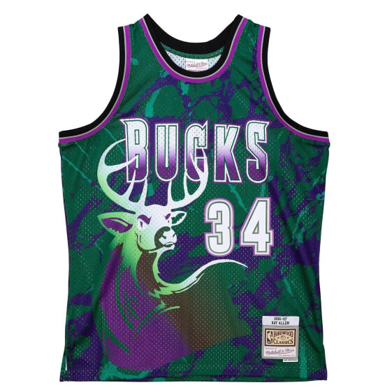 MITCHELL & NESS NBA TEAM MARBLE SWINGMAN JERSEY MILWAUKEE BUCKS 1996 RAY ALLEN