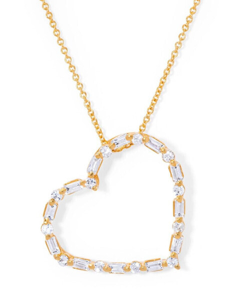 Macy's cubic Zirconia Sideways Heart Necklace 18" in 14k Gold Plate