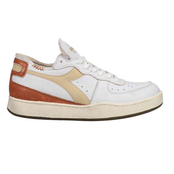 Diadora Mi Basket Row Cut Lace Up Mens Beige, White Sneakers Casual Shoes 17628