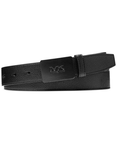 Men's Fast Faux-Leather MK Plaque-Buckle Belt