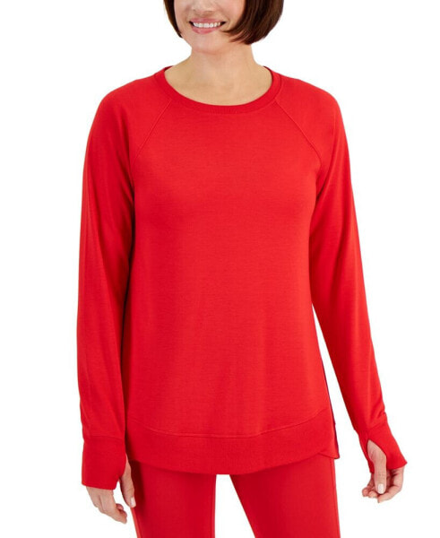 Women's Active Butter French-Terry Long-Sleeve Thumbhole Tunic Top, Created for Macy's