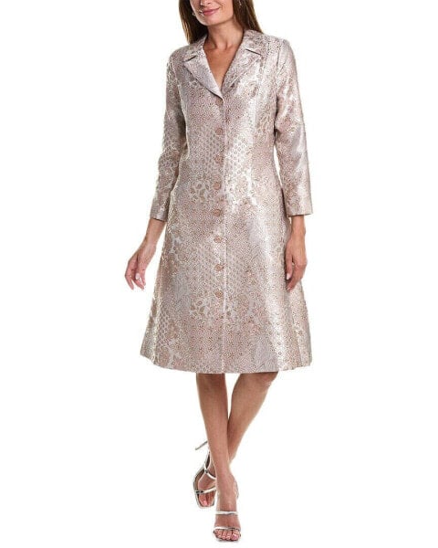 Teri Jon By Rickie Freeman Metallic Jacquard Shirtdress Women's Metallic 6