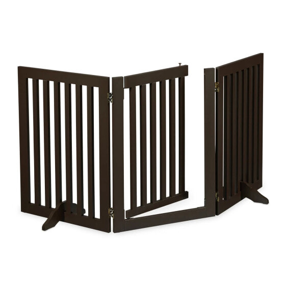 Ворота безопасности Relaxdays Детский защитный барьер с дверкой высотой 70 см, коричневые