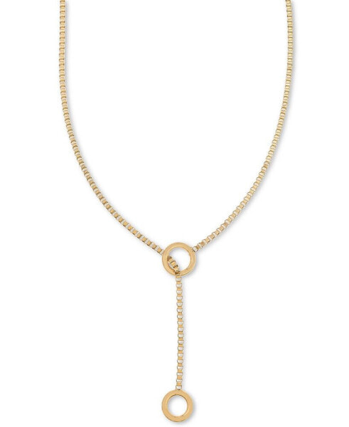 On 34th gold-Tone Loop & Box Chain 25" Lariat Necklace, Created for Macy's