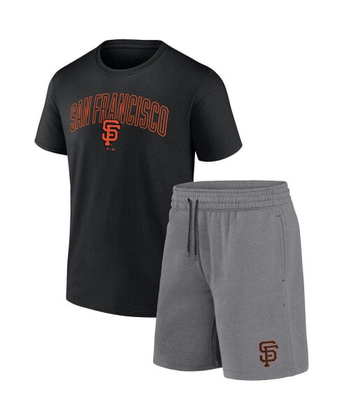 Men's Black, Heather Gray San Francisco Giants Arch T-shirt and Shorts Combo Set