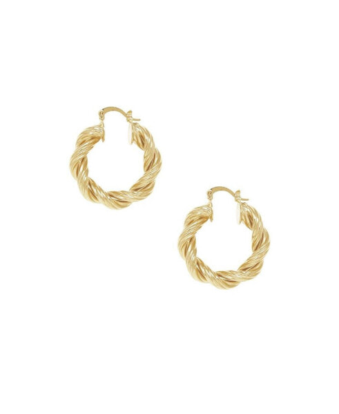 18K Gold Modern Day Twist Women's Hoop Earrings