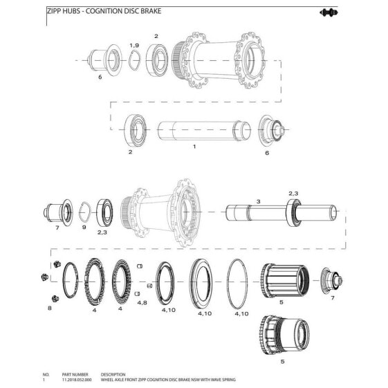 SRAM Cognition Front Wheel Axle NSW Disc Brake/Wave Spring