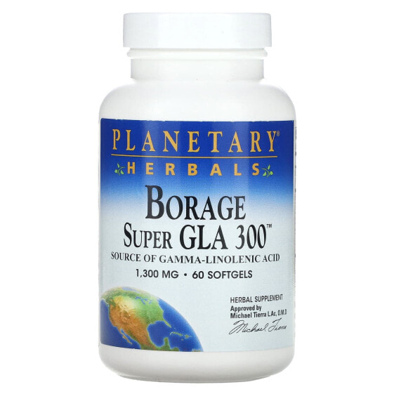 Planetary Herbals, Super GLA 300 из бурачника, 1300 мг, 60 мягких таблеток