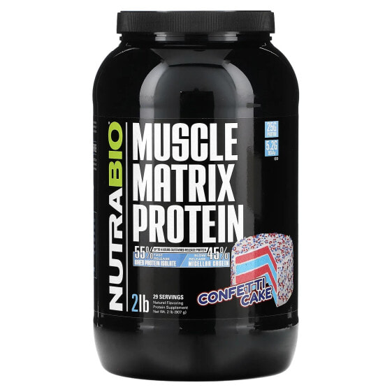 Протеиновый сывороточный протеин NutraBio Muscle Matrix, торт "Конфетти", 2 фунта (907 г)