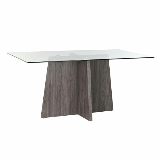 Dining Table DKD Home Decor Crystal Grey Metal Transparent 160 x 90 x 75 cm 30 x 40 cm MDF Wood