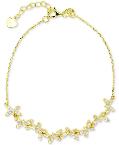 Cubic Zirconia Butterfly Chain Bracelet in 14k Gold-Plated Sterling Silver