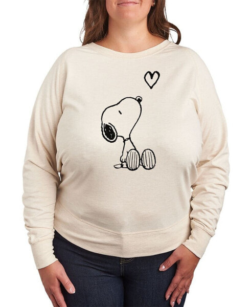 Air Waves Trendy Plus Size Snoopy Long Sleeve Graphic Pullover Top