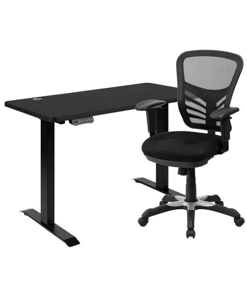 48" Wide Electric Adjustable Standing Desk & Ergonomic Office Chair
