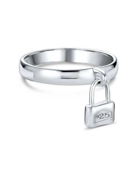 Dangle Charm Pad Lock Ring For Women For Sterling Silver 1MM