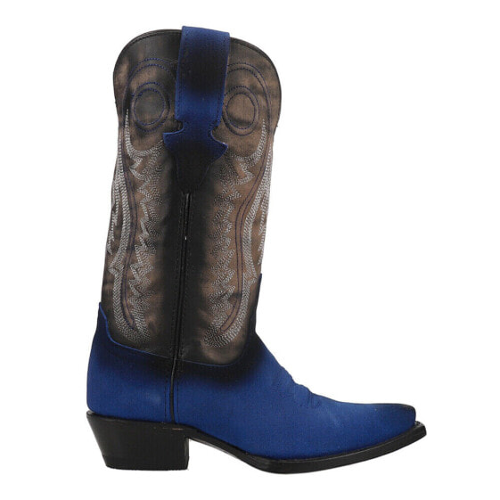 Ferrini Roughrider Embroidery Snip Toe Cowboy Womens Black, Blue Casual Boots 8