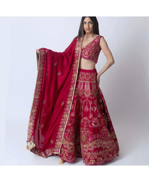 Women's Regal Magenta Bridal Lehenga Choli Set