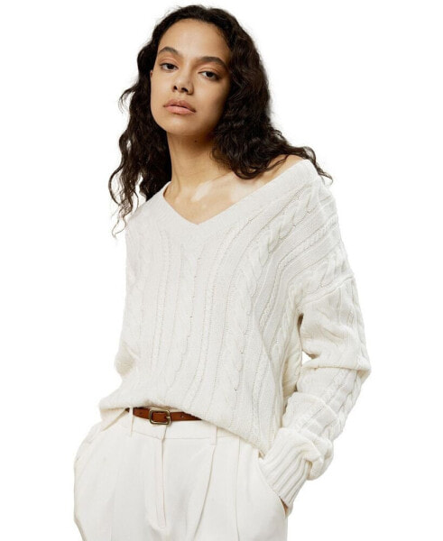Women's Cable-Knit Wool-Cashmere Blend Sweater