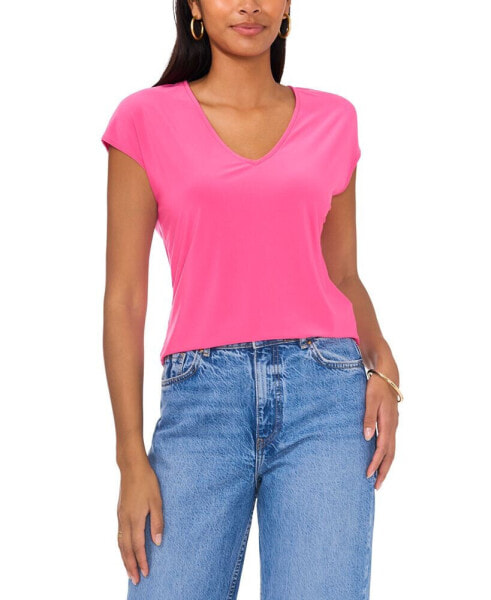 Women's Cap-Sleeve V-Neck Top