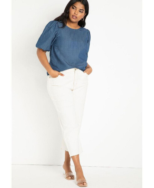 Plus Size Denim Puff Sleeve Top