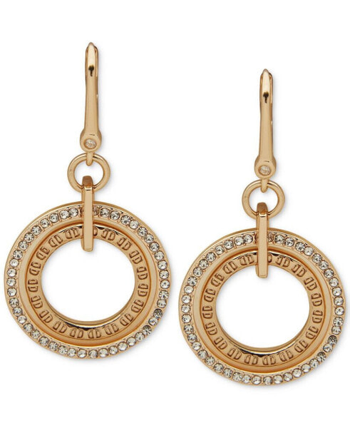 Gold-Tone Pavé Logo Orbital Drop Earrings