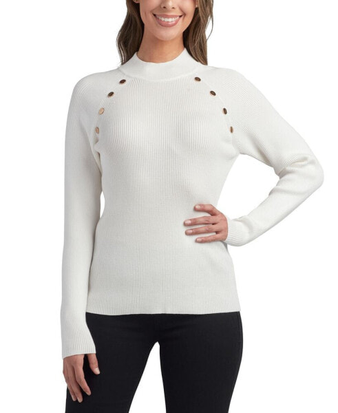 Juniors' Ribbed Mock Neck Sweater