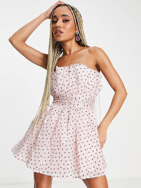 Collective the Label exclusive organza bandeau mini dress in pink heart