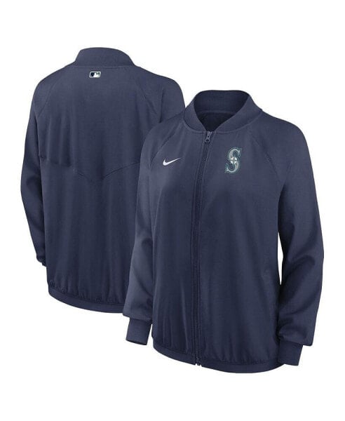 Толстовка женская Nike Seattle Mariners коллекция аутентичная регланная с застёжкой "Молния" синего цвета