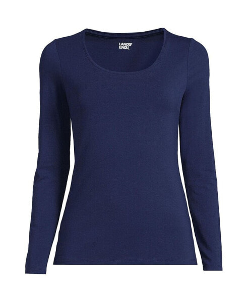 Women's Lightweight Jersey Skimming Long Sleeve Scoop Neck T-shirt