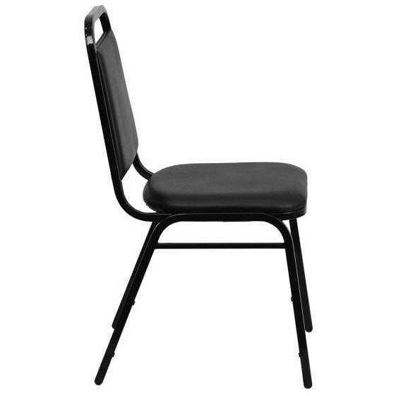 Hercules Series Trapezoidal Back Stacking Banquet Chair In Black Vinyl - Black Frame