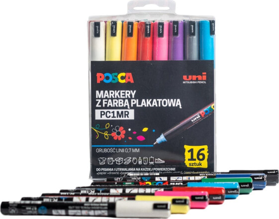 Uni MARKER POSCA PC-1MR ZESTAW 16 KOL PLASTIKOWE OPAK