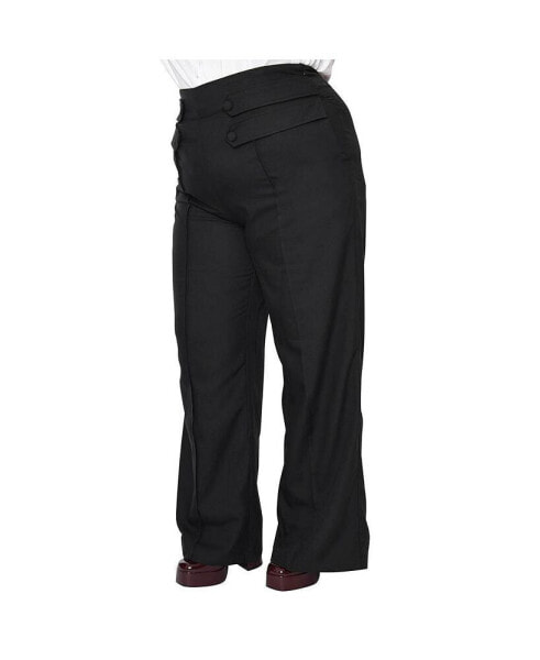 Plus Size High Waist Wide Leg Tab Pants