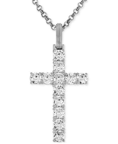 Esquire Men's Jewelry black Cubic Zirconia Cross Pendant in Black Ruthenium-Plated Sterling Silver (Also in White Cubic Zirconia), Created for Macy's
