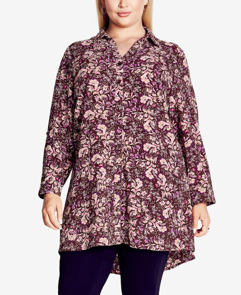 Plus Size Printed Long Sleeve Top