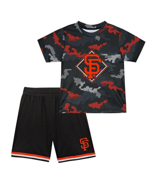 Toddler Boys and Girls Black San Francisco Giants Field Ball T-shirt and Shorts Set