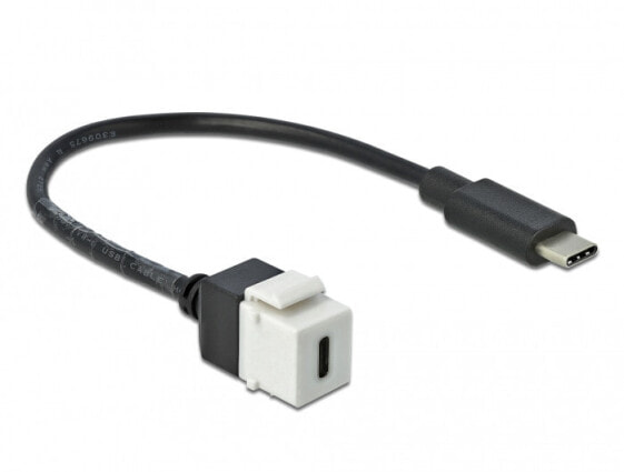 Delock 86399, Flat, Black, White, USB C, USB C, Female, Male