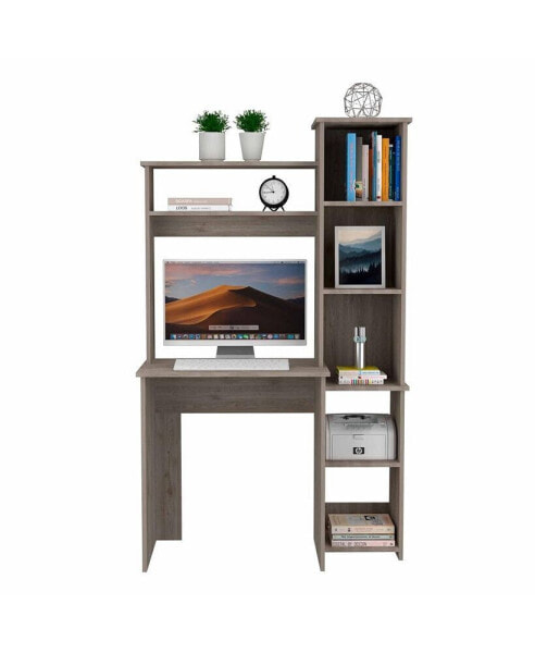 Marston 6-Shelf Writing Desk With Built-In Bookcase Wengue