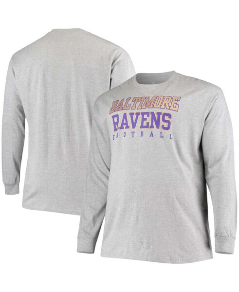 Men's Big and Tall Heathered Gray Baltimore Ravens Practice Long Sleeve T-shirt