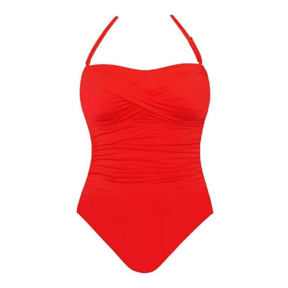 Time and Tru Women’s and Plus Bandeau Twist Front One Piece Swimsuit Small Red