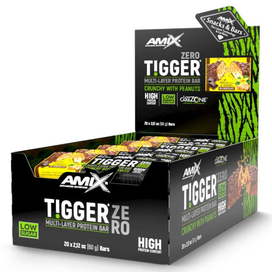 Протеиновые батончики AMIX TiggerZero Multi-Layer 60 г Ваниль и Карамель 20 штук