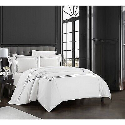 3pc Queen Alfy Duvet Cover Set White/Navy - Chic Home Design