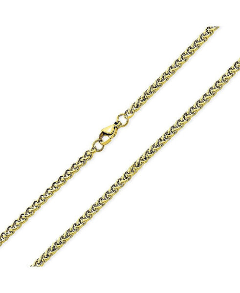 5mm Wheat Foxtail Chain Necklace Men WomenYellow Gold Plated Stainless Steel 20 Inch - Sleek Strong