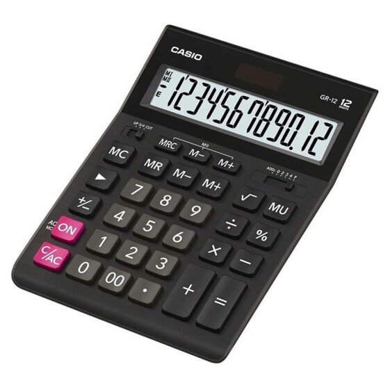 Калькулятор офисный CASIO GR-12, черный, 12-значный дисплей